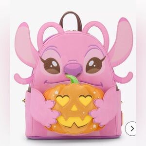 Loungefly Disney Lilo & Stitch Angel Pumpkin Glow-In-The-Dark Backpack Pink